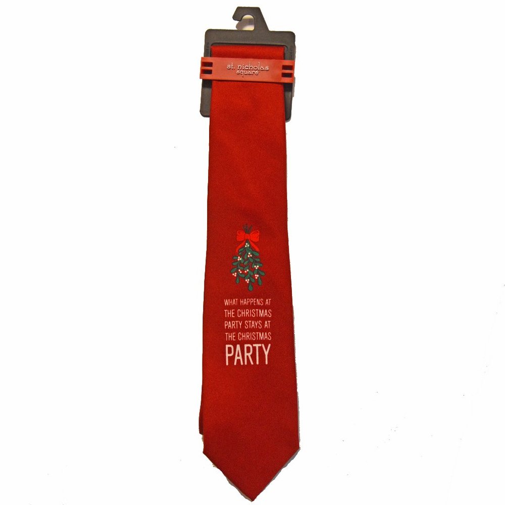 St. Nicholas Square NWT Mens Red What Happens at the Christmas Party Tie